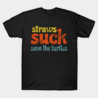 Straws Suck Save the Turtles Retro Sticker Gift for Girls Water Flasks Pillows T-Shirt